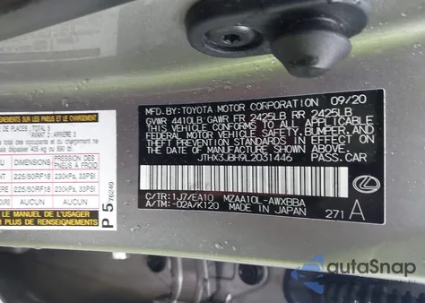 2020 Lexus Ux 200 z USA, uszkodzony, nr VIN JTHX3JBH9L2031446